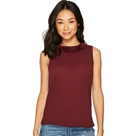AG Adriano Goldschmidt FAE Ruffle Tank Too Deep Currant XS NWT - Picture 1 of 5